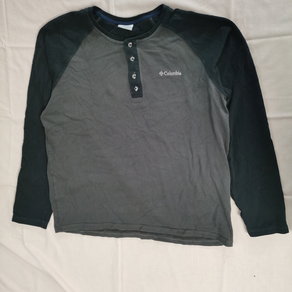 Columbia Sportswear Men's Brown Black Long Sleeve Henley Shirt XL